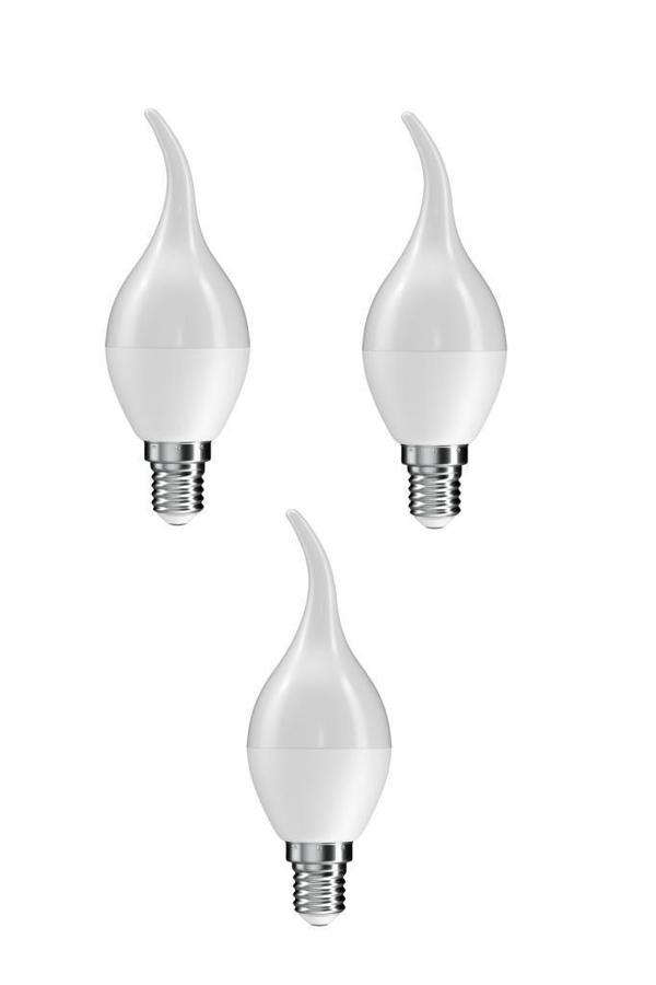 Rutter 5W Kuğu Led Mum Ampul 3000K Sarı E14 3 Adet Kıvrımlı Ampul - Image 1