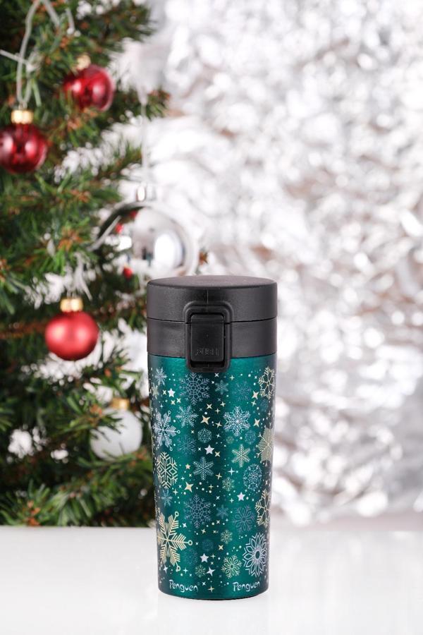Yılbaşı Temalı 380Ml SUS304 Çelik Termos Mug 6 Saat Sıcak 12 Saat Soğuk Tutma - Image 1