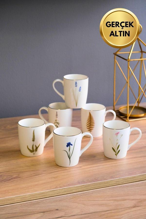 Tabak Evi Porselen Natura Karma Kulplu Mug Kupa 9cm 220ml 6 lı - Image 1