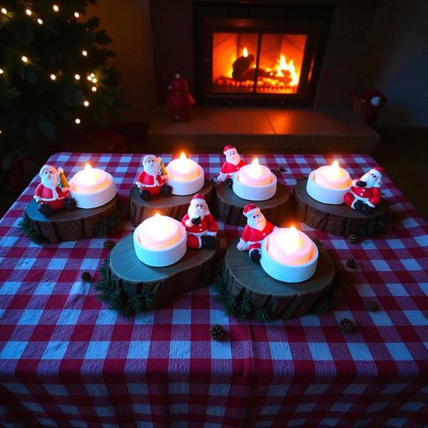 YILBAŞI DEKORASYON 6 LI NEOL BABA TEALIGHT MUMLUK YILBAŞI DEKORASYON BİBLO - Image 1