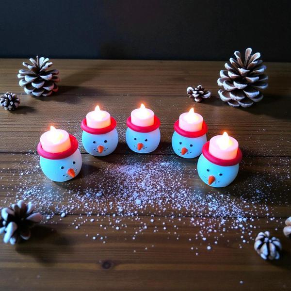 YILBAŞI DEKORASYON 5 LI KARDAN ADAM TEALIGHT MUMLUK YILBAŞI DEKORASYON BİBLO - Image 1