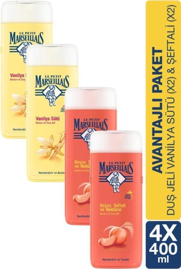 Le Petit Marseillais Vanilya Sütü Ve Beyaz Şeftali Nektarin Banyo Ve Duş Jeli Nemlendirici Vücut Şampuanı - Image 1
