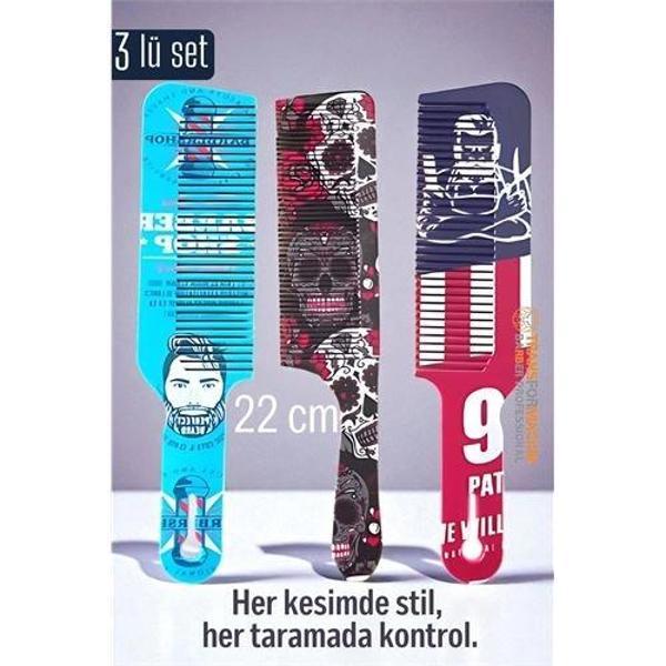 HSNET Saç Kesim Tarağı – Özel Tasarım 22 cm 3’lü Berber Tarağı Seti – Antistatik & Isıya Dayanıklı - Image 1