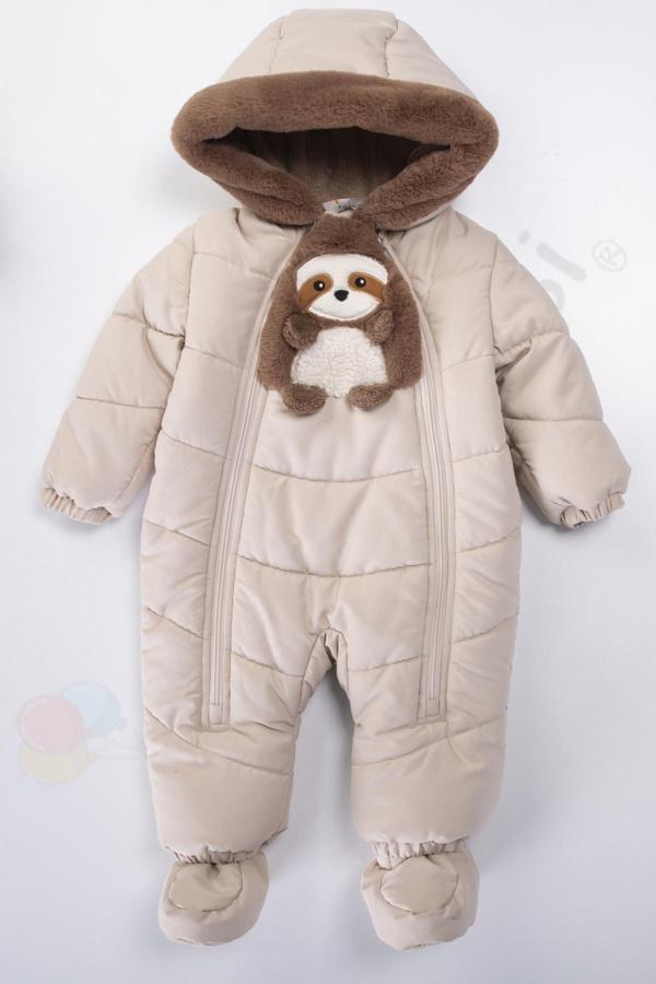 Panda İçi Peluş Patikli Kar Kapüşonlu Kışlık Kız Erkek Bebek Astronot Tulum Kozmonot Mont Çocuk  - Image 1