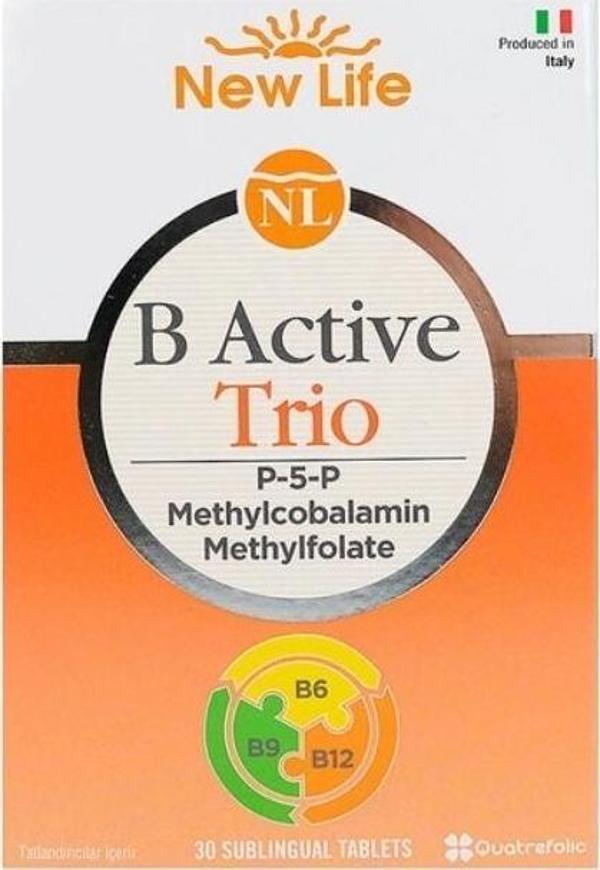 B Active Trio B Vitamini Ve Folik Asit İçeren Takviye Edici Gıda 30 Dilaltı Tablet - Image 1