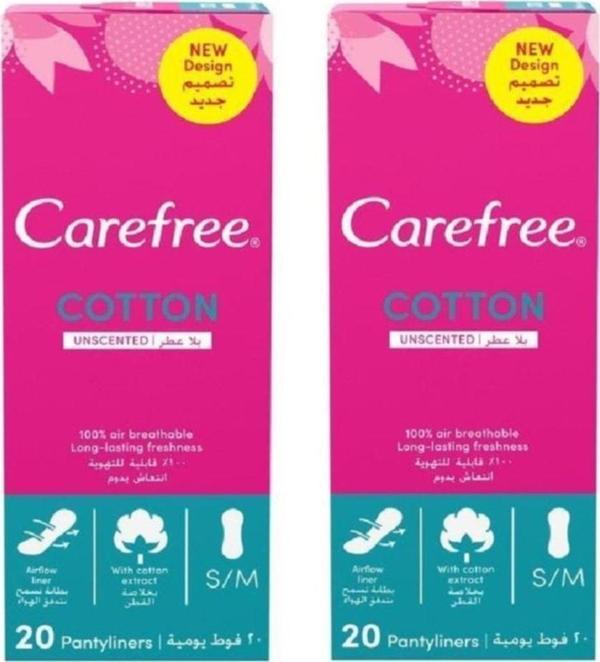 Carefree Mini Ped Breathable 20'li 2'li Avantaj Paketi Cotton Unscented - Image 1