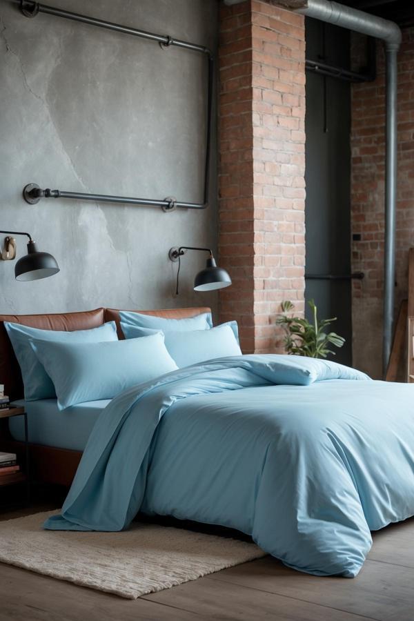 Helen George – %100 Pamuk Çift Kişilik Nevresim Takımı | Mavi - Image 1