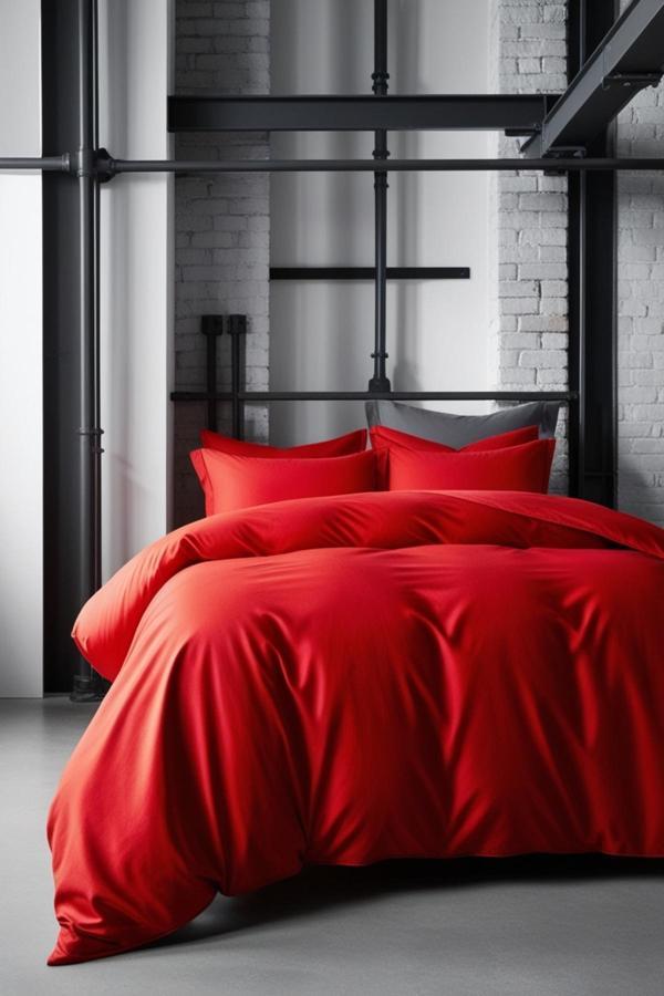 Helen George – %100 Pamuk Çift Kişilik Nevresim Takımı |Kırmızı - Image 1