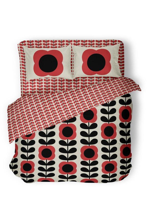 Helen George Retro Flora Çift Kişilik Nevresim Takimi - Image 1