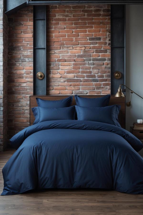 Helen George – %100 Pamuk Çift Kişilik Nevresim Takımı | Lacivert - Image 1