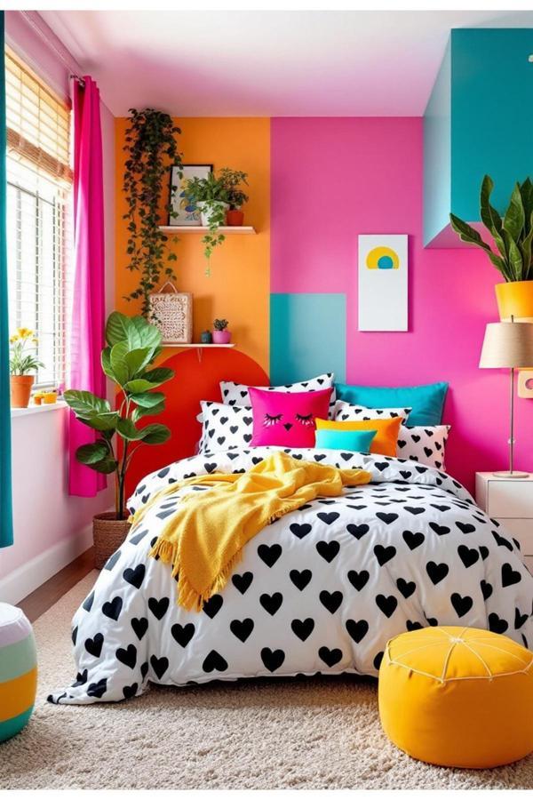 Helen George Siyah Kalp Desenli Çift Kişilik Nevresim Seti - Image 1