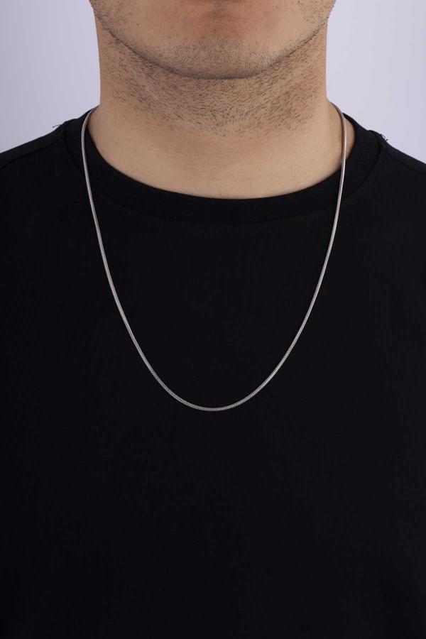 Gümüş Pazarım Silindir Model İtalyan Erkek Çelik Zincir - Image 1