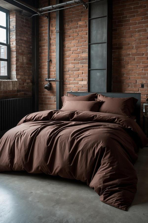 Helen George – %100 Pamuk Çift Kişilik Nevresim Takımı |Kahve - Image 1