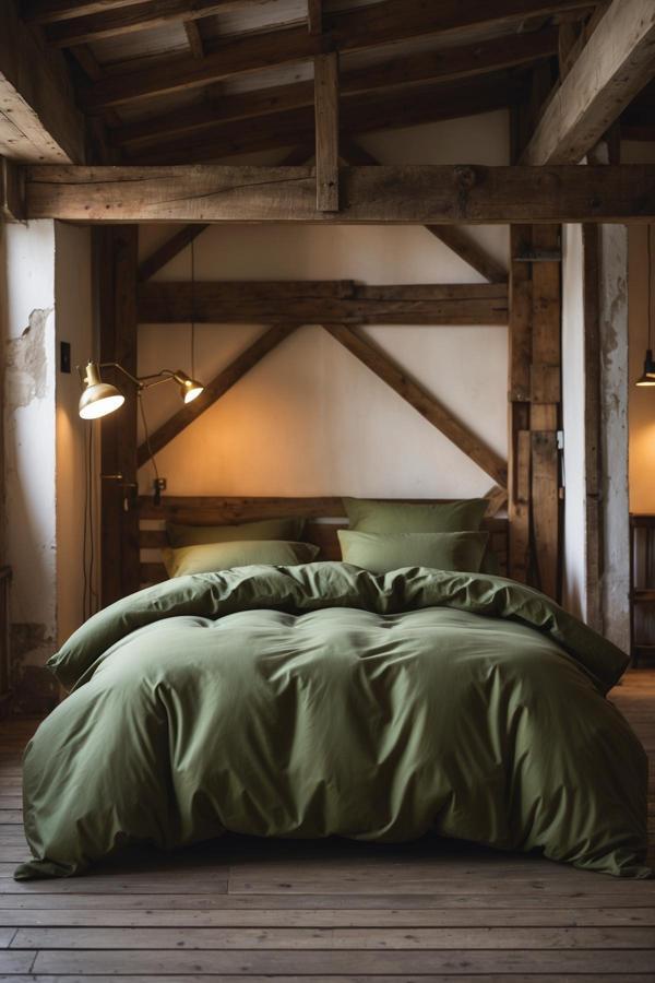 Helen George – %100 Pamuk Çift Kişilik Nevresim Takımı | Koyu Yeşil - Image 1