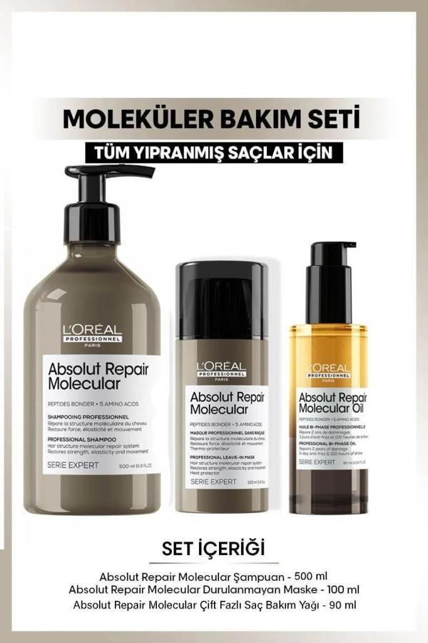 Loreal Professionnel Serie Expert Absolut Repair Molecular Saç Bakım Seti 500 ml - Image 1