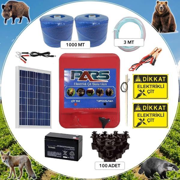 Pars Elektrikli Çit Ayı-Domuz Kovucu Eco Set 1000 (Demir Direk İzolatörlü) - Image 1