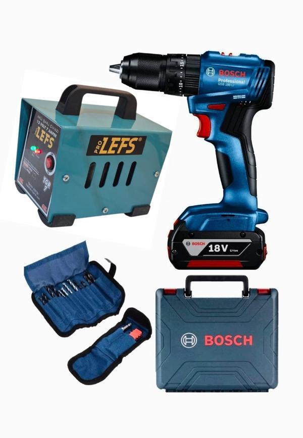Bosch GSB 185 li Darbeli Akülü Vidalama Tek Batarya ve PRO LEFS 7 Amper Akü şarj Cihazı - Image 1