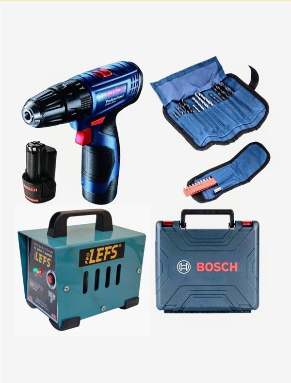 BOSCH Gsb 120 li 12 V 2 Ah Çift Batarya Darbeli Akülü Vidalama ve PRO LEFS 7 Amper Akü Şarj Cihazı - Image 1