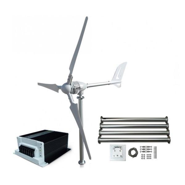 İsta Breeze İ-700 W 12V/24V/48V Rüzgar Türbini + Hibrit Şarj Kontrol Cihazı + Direk Seti - Image 1