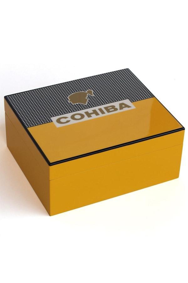 Cohiba Sarı-Gri Nokta Desenli Humidor Puro Kutusu - Image 1
