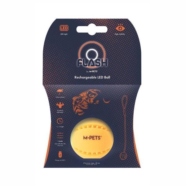M-Pets Flash Led Işıklı Top Köpek Oyuncağı Turuncu - Image 1