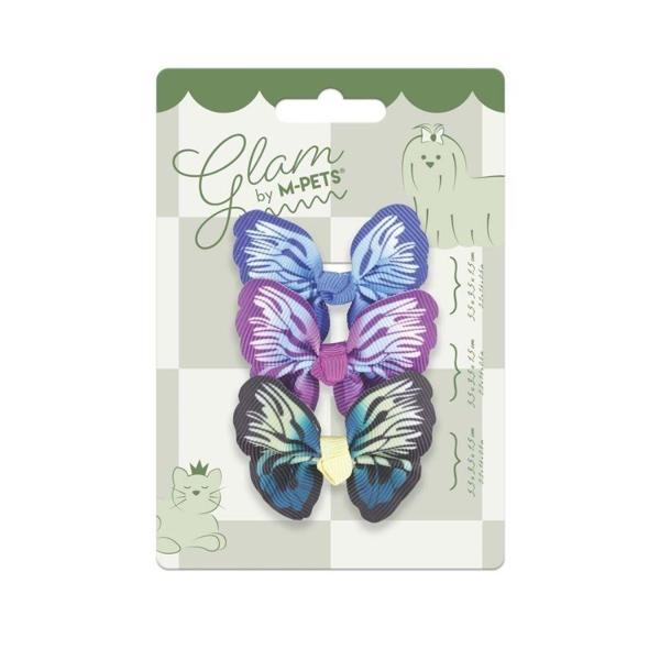 M-Pets Glam Kelebekli Kedi ve Köpekler İçin Aksesuar Toka Mavi Mor ve Yeşil - Image 1