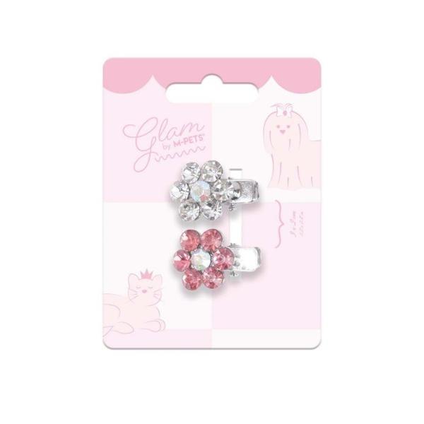 M-Pets Glam Çiçekli Kedi ve Köpekler İçin Aksesuar Toka Pembe Beyaz - Image 1