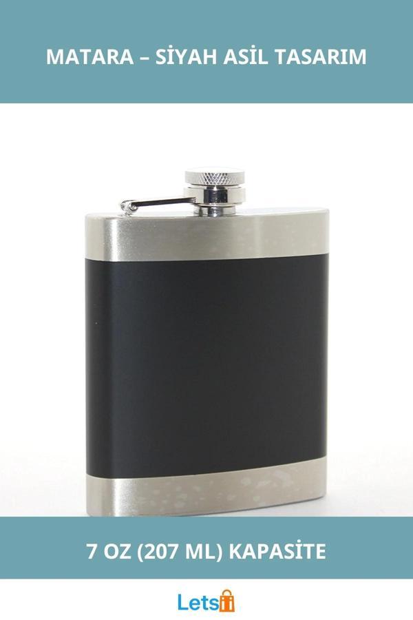 Paslanmaz Çelik Mat Siyah Sızdırmaz Tekli 7 Oz Matara - Image 1
