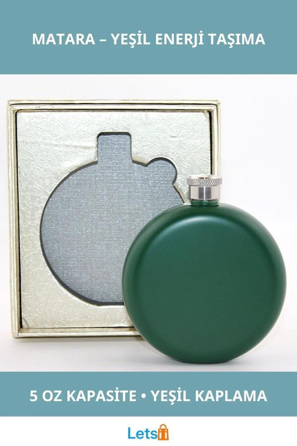 Paslanmaz Çelik Yuvarlak Matara 5 Oz Yeşil Renk - Image 1