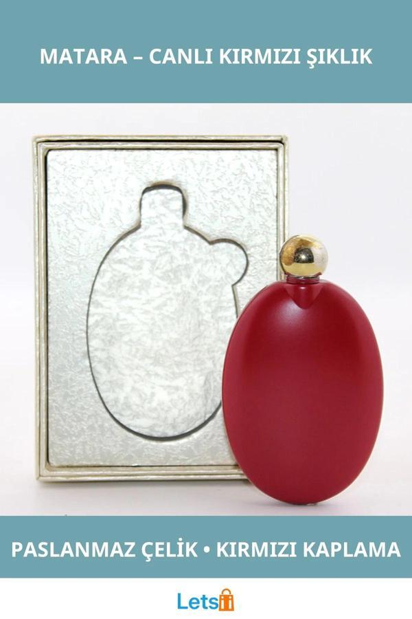 Paslanmaz Çelik Yuvarlak Matara Kırmızı Renk - Image 1