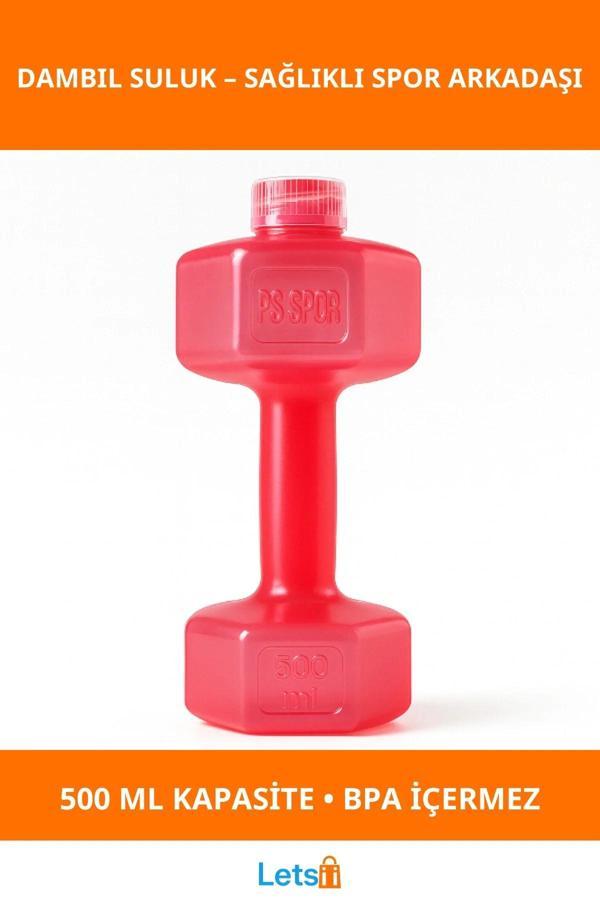 Kırmızı Dambıl Şeklinde 500 ml Kapasiteli Spor Suluk - Image 1