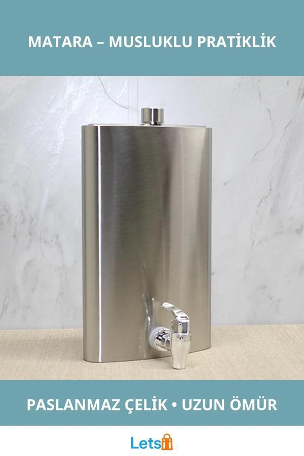 Paslanmaz Çelik Musluklu Matara Geniş Kapasiteli Su Şişesi - Image 1