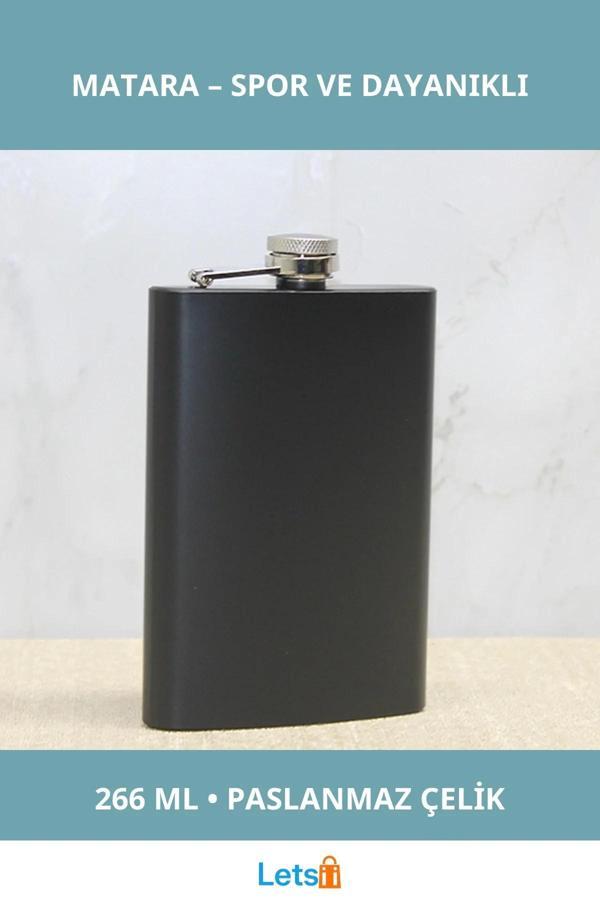 Siyah Paslanmaz Çelik Su Geçirmez 9 Oz Matara - Image 1