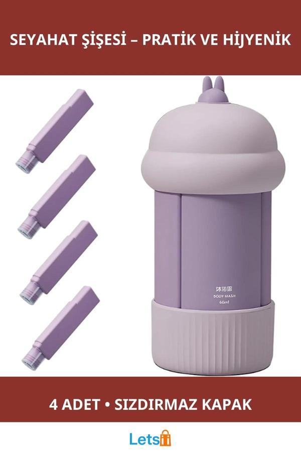 4'ü 1 Arada Seyahat Şişesi Seti Pratik Sıkıştırılabilir - Image 1
