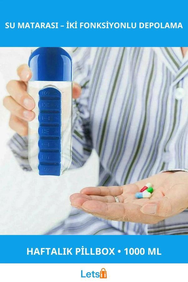 600 ml BPA İçermeyen Pillbox Su Matarası - Image 1