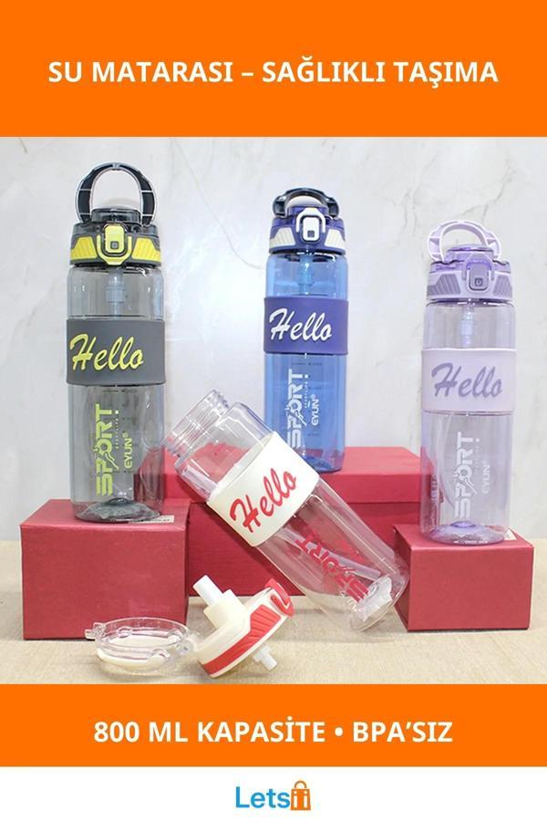 800 ml Kapasiteli Tutmalı Su Matarası Sağlıklı BPA İçermez - Image 1