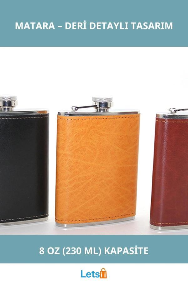 Paslanmaz Çelik Derili Sızdırmaz Tekli 8 Oz Matara - Image 1