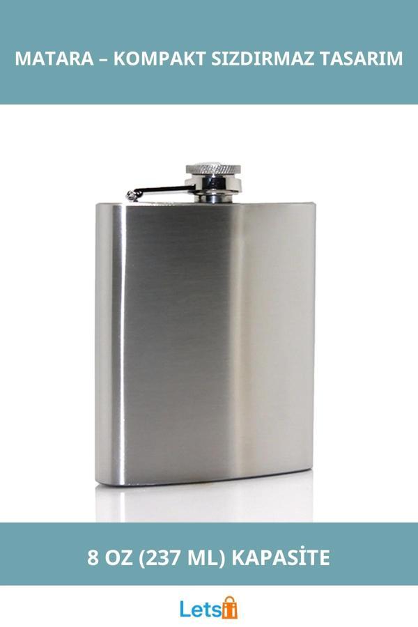 Paslanmaz Çelik Sızdırmaz Şık Tekli 8 Oz Matara - Image 1