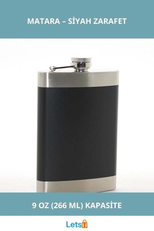 Paslanmaz Çelik Tekli 9 Oz Siyah Matara - Image 1