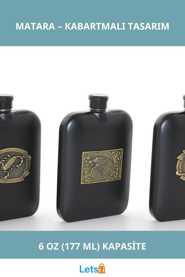 Paslanmaz Çelik Kabartmalı Tekli 6 Oz Matara Sızdırmaz - Image 1