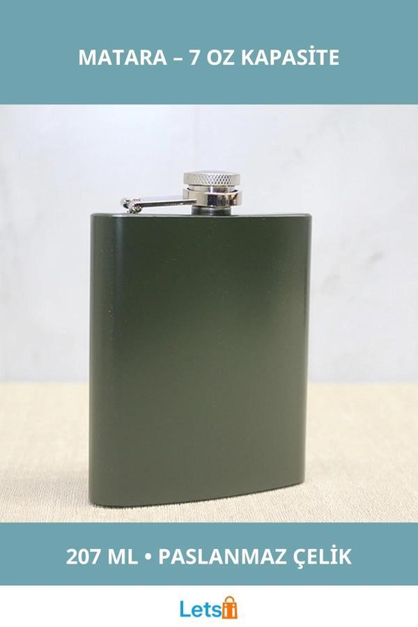 Haki Paslanmaz Çelik Sızdırmaz 7 Oz Matara - Image 1