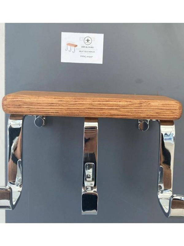 Adnoss Lüks Selvi Üçlü Askılık Krom Pirinç Ahşap - Üçlü Askılık - Ahşap Krom -Bornoz Havlu Askılık - Image 1