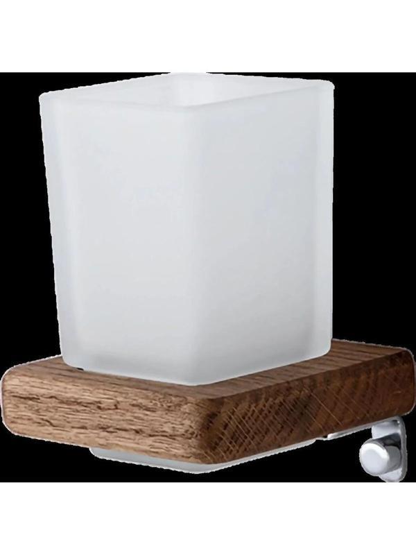 Adnoss Lüks Selvi Diş Fırçalık Krom Pirinç Ahşap - Ahşap Krom - Image 1