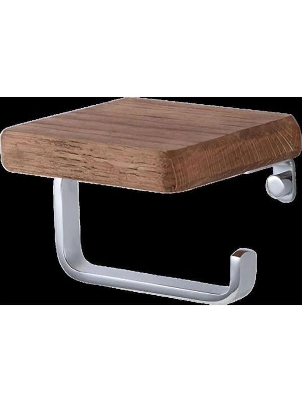 Adnoss Lüks Selvi Kağıtlık Krom Pirinç Ahşap - Ahşap Krom - Wc Kağıtlık - Tuvalet Kağıtlığı - Image 1