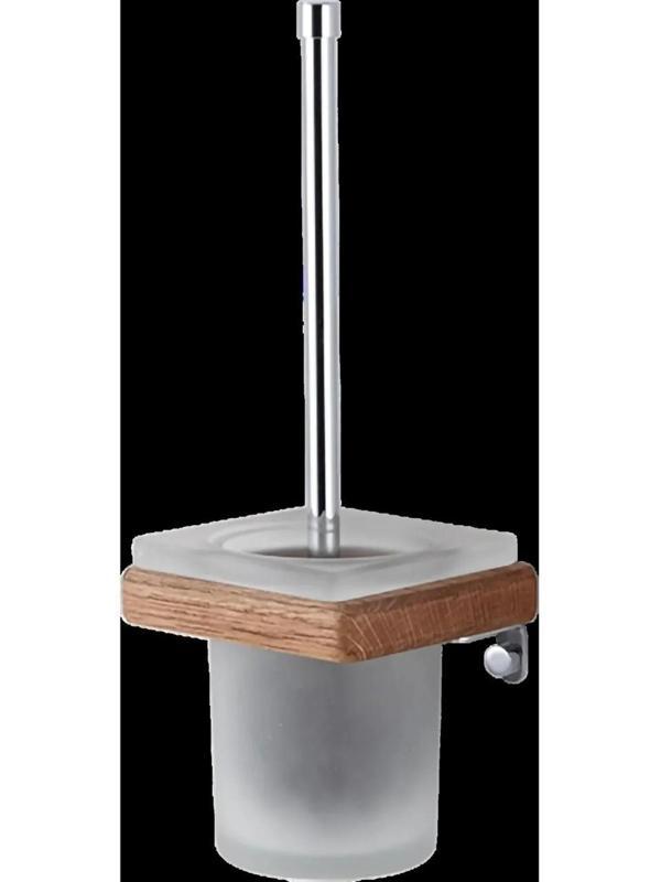 Adnoss Lüks Selvi Montajlı Klozet Fırçası Krom Pirinç Ahşap - Ahşap Krom - Image 1