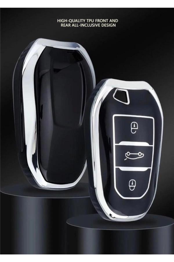 Bigkey Opel 2020 + Corsa , Grandlan , Combo , Astra Anahtarsız  Koruma Kılıfı Siyah Gümüş - Image 1