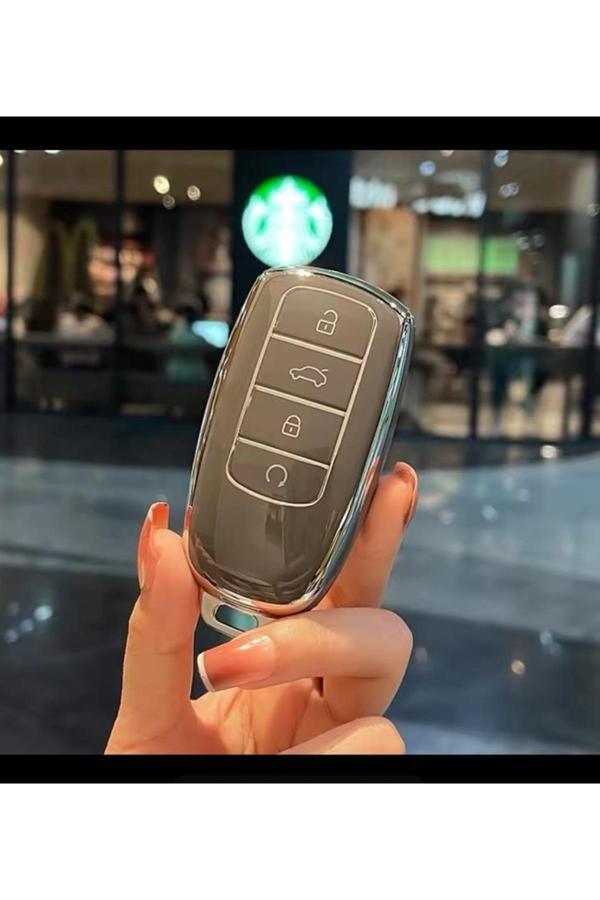 Skilit Chery Tiggo 8 Pro Omoda 5 Tiggo 7 Avantgarde Anahtar Kılıfı Dark Gri / Gold Kenar - Image 1