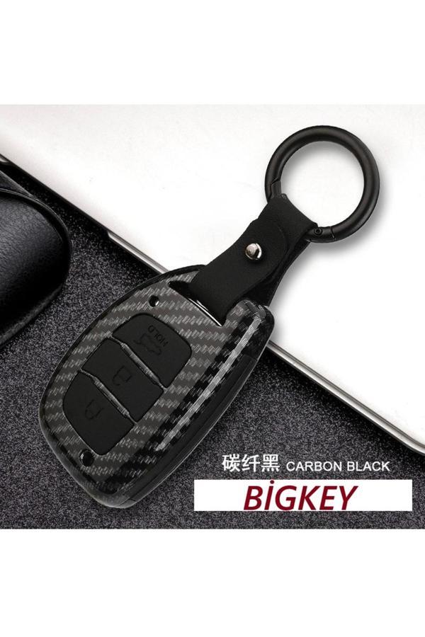 Bigkey Hyundai Tucson Uyumlu Siyah Karbon Anahtar Kılıfı Bagaj Altda 2015 - 2020 Arası Kasa - Image 1