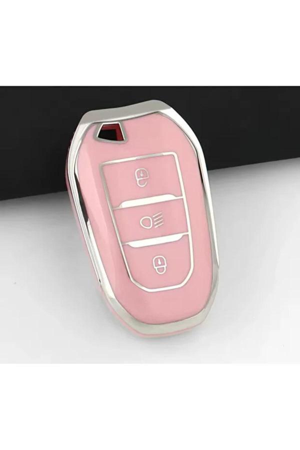 Bigkey Opel Peugeoet Citroen 3008 C5 Aircross Rifter Gt Kasa Anahtar Kılıfı ''Sustasız'' Model Pink Pembe - Image 1