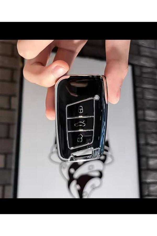 Bigkey Volkswagen Passat B8 B8,5 Siyah  Gümüş Nano Kauçuk Araba Anahtar Kılıf Kumanda Kabı Kılıf - Image 1
